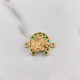 Herraje Herradura Caballo 3.8gr / 1.8cm / Circones Verdes  Oro Amarillo 18K $