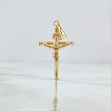 Dije Cruz Cristo Baston Liso 0.95gr / 3.5cm / Cargador Liso Oro Amarillo 18K