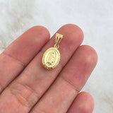 Dije Virgen Guadalupe 0.75gr / 2.1cm / Mate - Cargador Liso Oro Amarillo 18K