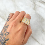 Anillo Cruz 10.65gr / T10 1/4 Circones Blancos Dos Oros Amarillo Blanco