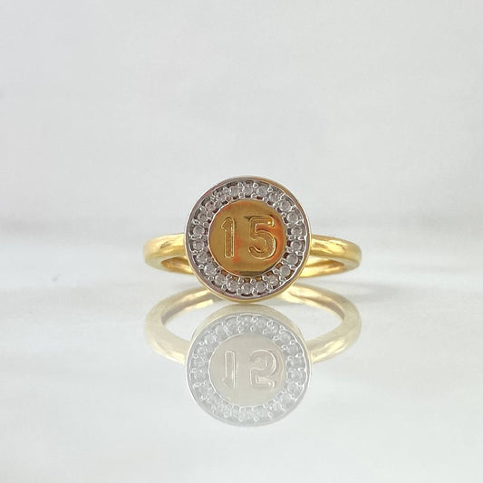 Anillo 15 Circular 3.2gr-T6 1/4 Circones Blancos Oro Amarillo