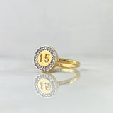 Anillo 15 Circular 3.2gr-T6 1/4 Circones Blancos Oro Amarillo