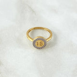 Anillo 15 Circular 3.2gr-T6 1/4 Circones Blancos Oro Amarillo