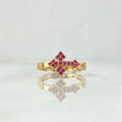 Anillo Cruz 2.75gr / T5 3/4 / Circones Blancos-Fucsias Oro Amarillo