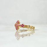 Anillo Cruz 2.75gr / T5 3/4 / Circones Blancos-Fucsias Oro Amarillo