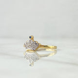 Anillo Corona 1.9gr / T7 / Circones Blancos-Azules Oro Amarillo