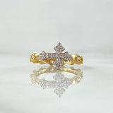 Anillo Cruz 2.8gr / T5 1/4 / Circones Blancos Oro Amarillo