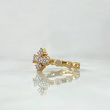 Anillo Cruz 2.8gr / T5 1/4 / Circones Blancos Oro Amarillo