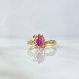 Anillo Marquesa Basteada 2.25gr / T5 3/4 / Circones Blancos-Fucsia Oro Amarillo