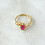 Anillo Marquesa Basteada 2.25gr / T5 3/4 / Circones Blancos-Fucsia Oro Amarillo