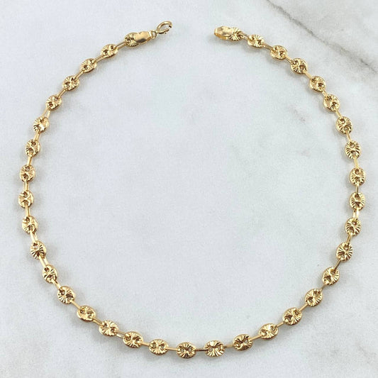 Tobillera GC 4.4gr / 26.5cm / 4mm Diamantado Oro Amarillo 18K