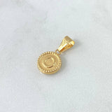 Dije Letra O Lisa 0.6gr / 1.9cm / Circulo Bordeado Oro Amarillo 18K