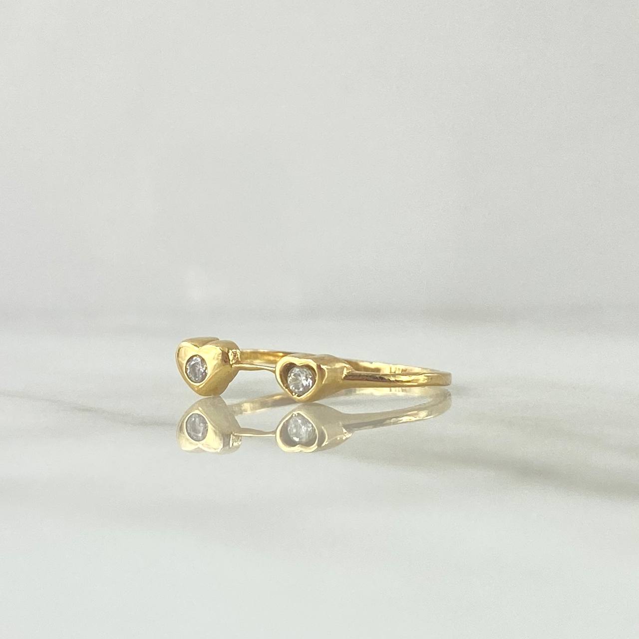 Anillo Corazones 1.35gr / T6 1/4 Circones Blancos Oro Amarillo