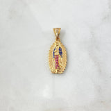 Dije Virgen Guadalupe Silueta 4.1gr / 3.5cm / Circones Blancos Azul Fucsias Oro Amarillo 18K ©