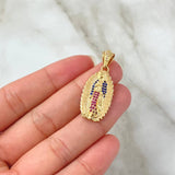 Dije Virgen Guadalupe Silueta 4.1gr / 3.5cm / Circones Blancos Azul Fucsias Oro Amarillo 18K ©