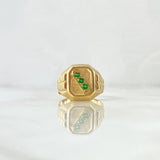 Anillo Sello Trinity 4gr / T7 1/2 / Circones Verdes Oro Amarillo 18K