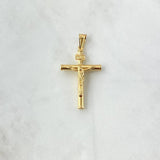 Dije Cristo Cruz 1.7gr / 4.3cm / Baston Liso Oro Amarillo 18K