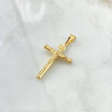 Dije Cruz Cristo 1.7gr / 4.3cm / Bastón Liso Oro Amarillo 18K