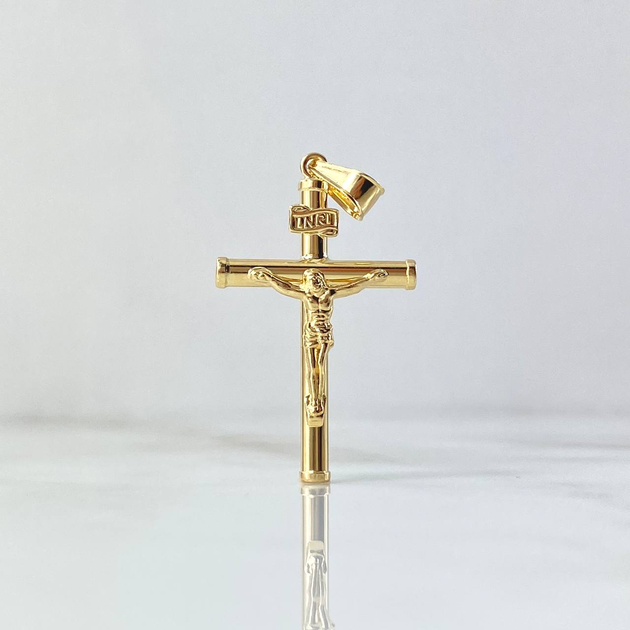 Dije Cruz Cristo 3.15gr / 5.8cm / Bastón Liso Oro Amarillo 18K