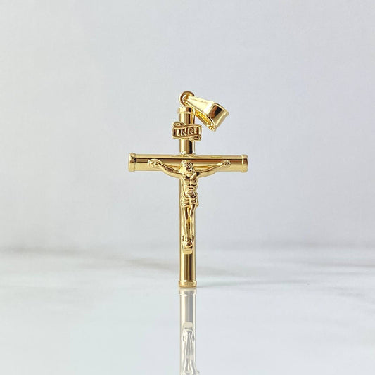 Dije Cruz Cristo 3.1gr / 5.8cm / Bastón Liso Oro Amarillo 18K