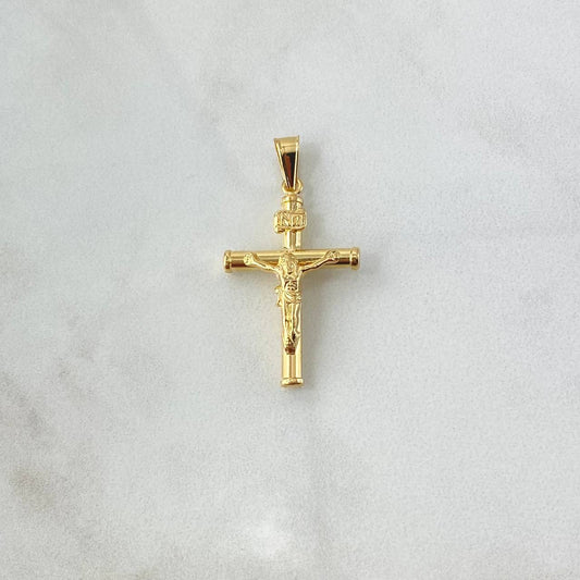 Dije Cruz Cristo 1.25gr / 3.6cm / Bastón Liso Oro Amarillo 18K