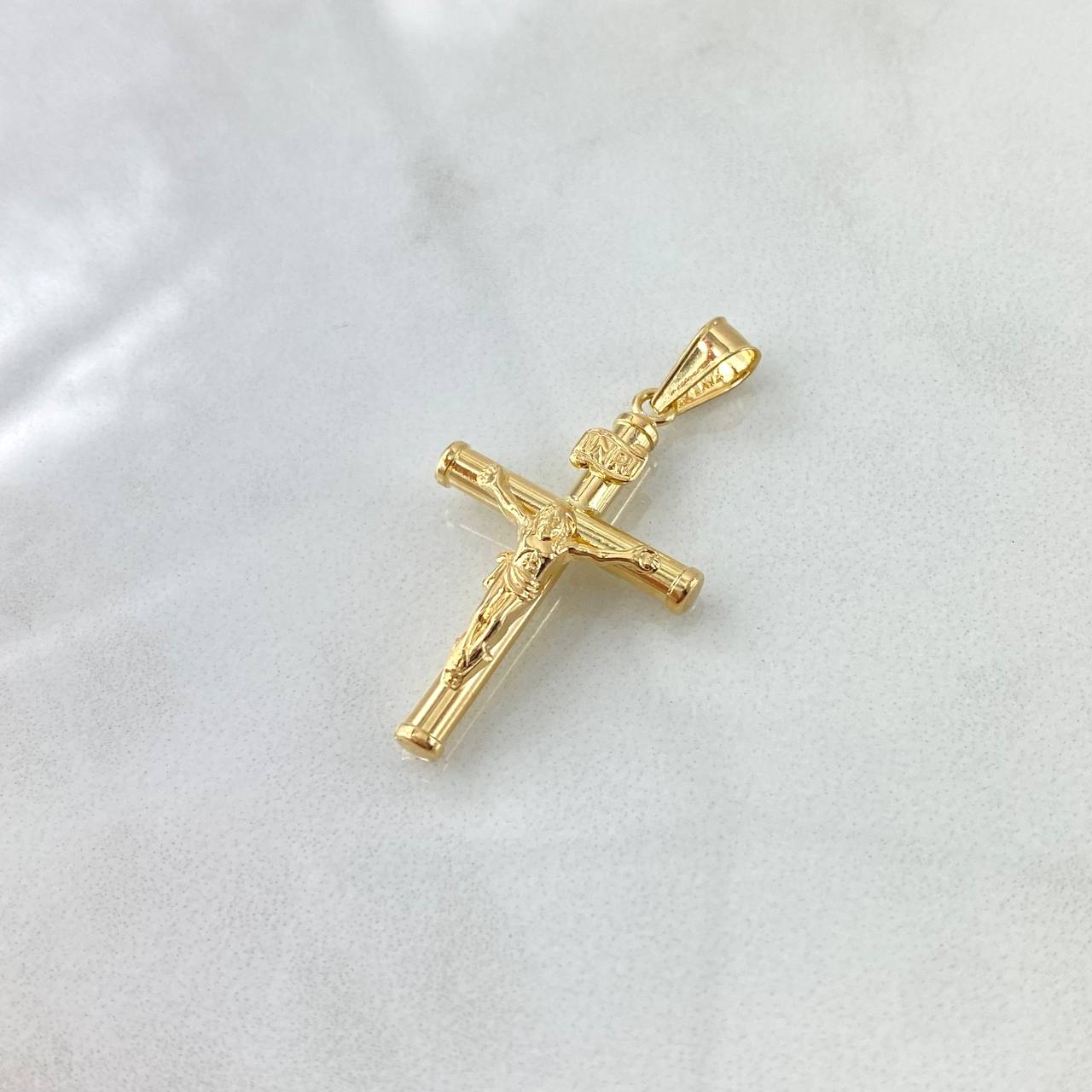 Dije Cruz Cristo 1.25gr / 3.6cm / Bastón Liso Oro Amarillo 18K