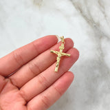 Dije Cristo Cruz 1.3gr / 3.6cm / Baston Liso Oro Amarillo 18K