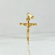 Dije Cristo Cruz 1.3gr / 3.6cm / Baston Liso Oro Amarillo 18K