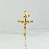 Dije Cruz Cristo 1.3gr / 3.5cm / Bastón Liso Oro Amarillo 18K