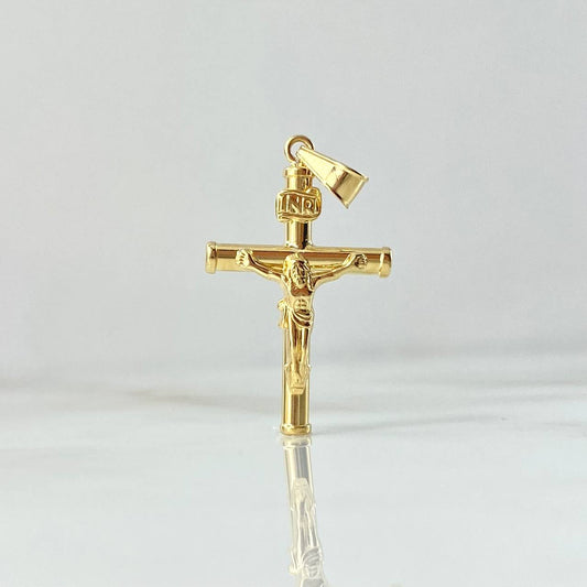 Dije Cristo Cruz 1.25gr / 3.6cm / Baston Liso Oro Amarillo 18K