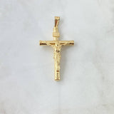 Dije Cruz Cristo 1.25gr / 3.6cm / Baston Liso Oro Amarillo 18K ©