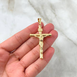 Dije Cristo Cruz 3.1gr / 5.6cm / Baston Liso Oro Amarillo 18K ©