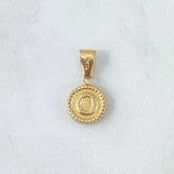 Dije Letra O Lisa 0.6gr / 1.9cm / Circulo Bordeado Oro Amarillo 18K