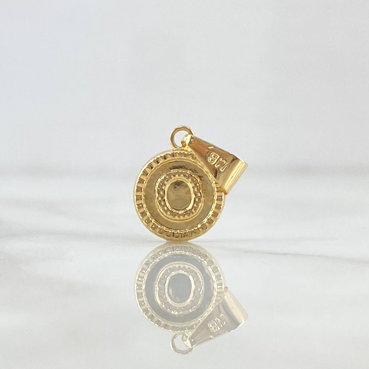 Dije Letra O Lisa 0.6gr / 1.9cm / Circulo Bordeado Oro Amarillo 18K