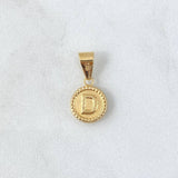 Dije Letra D Lisa 0.6gr / 1.9cm / Circulo Bordeado Oro Amarillo 18K