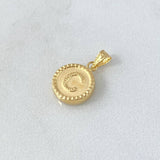 Dije Letra C Mate 0.55gr / 1.7cm / Circulo Bordeado Oro Amarillo 18K *