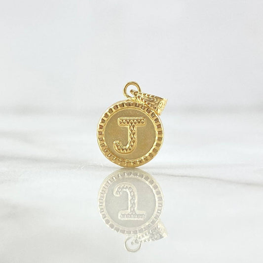 Dije Letra J Mate 0.6gr / 1.7cm / Circulo Bordeado Oro Amarillo 18K *