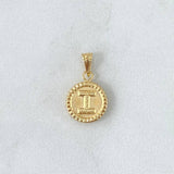 Dije Letra I Mate 0.6gr / 1.7cm / Circulo Bordeado Oro Amarillo 18K