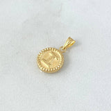 Dije Letra I Mate 0.6gr / 1.7cm / Circulo Bordeado Oro Amarillo 18K