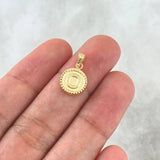 Dije Letra O Mate 0.55gr / 1.7cm / Circulo Bordeado Oro Amarillo 18K