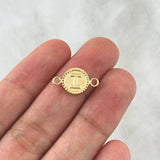 Herraje Letra I Mate 0.6gr / 1.7cm / Circular Bordeado Oro Amarillo 18K