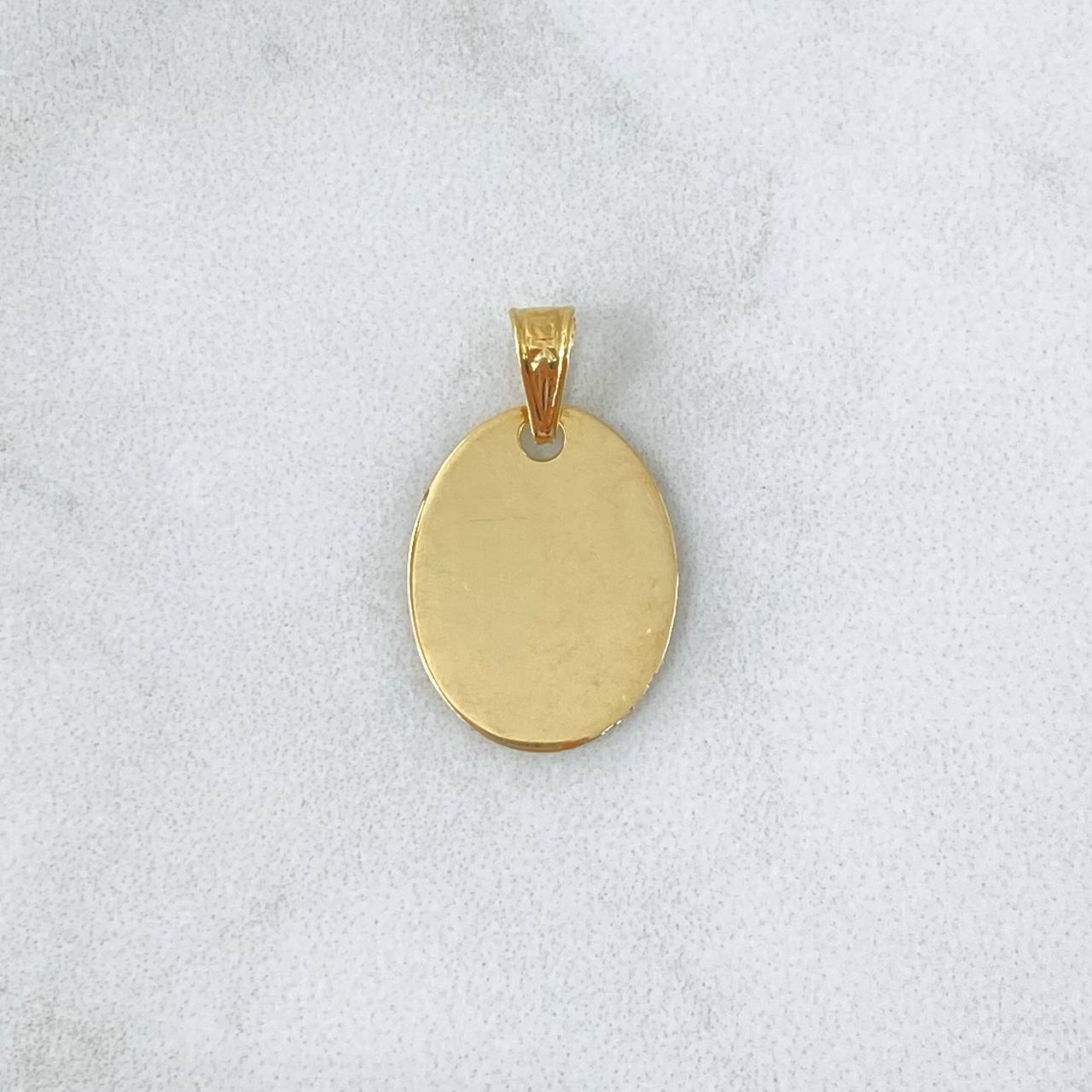 Dije Placa Ovalada Lisa 0.95gr / 1.6cm - 2.2cm / Cargador Interno Tallado Oro Amarillo 18K ©