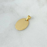 Dije Placa Ovalada Lisa 0.95gr / 1.6cm - 2.2cm / Cargador Interno Tallado Oro Amarillo 18K ©