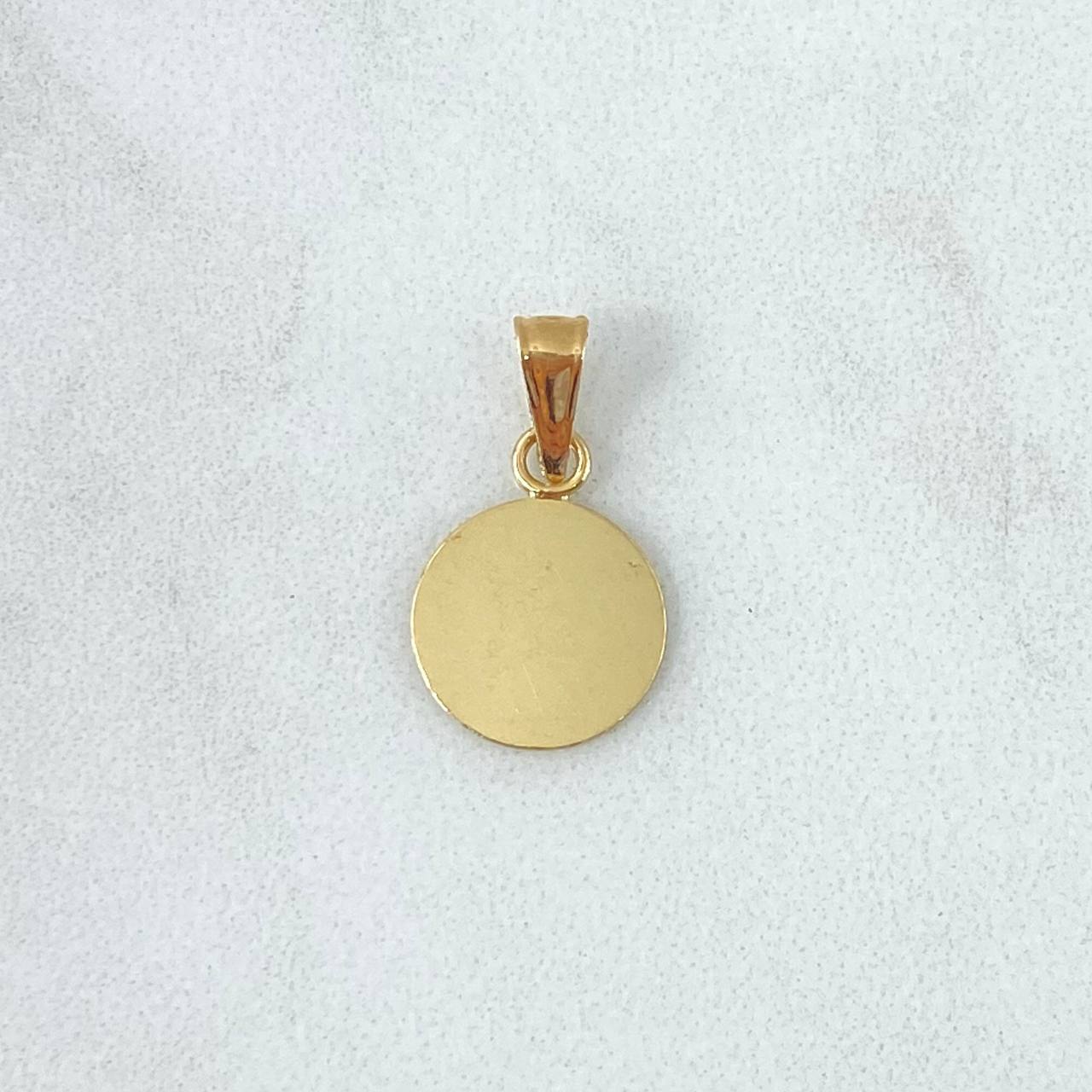 Dije Placa Circular Lisa 0.55gr / 1cm - 1.9cm / Cargador Tallado Oro Amarillo 18K