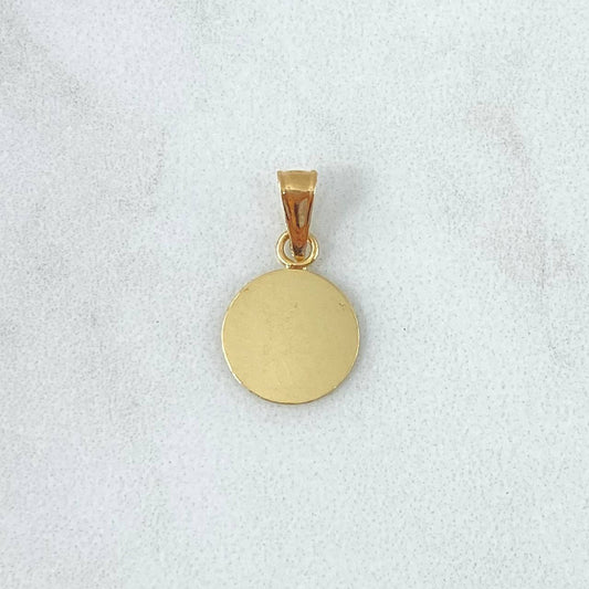 Dije Placa Circular Lisa 0.55gr / 1.1cm - 1.9cm / Cargador Tallado Oro Amarillo 18K *