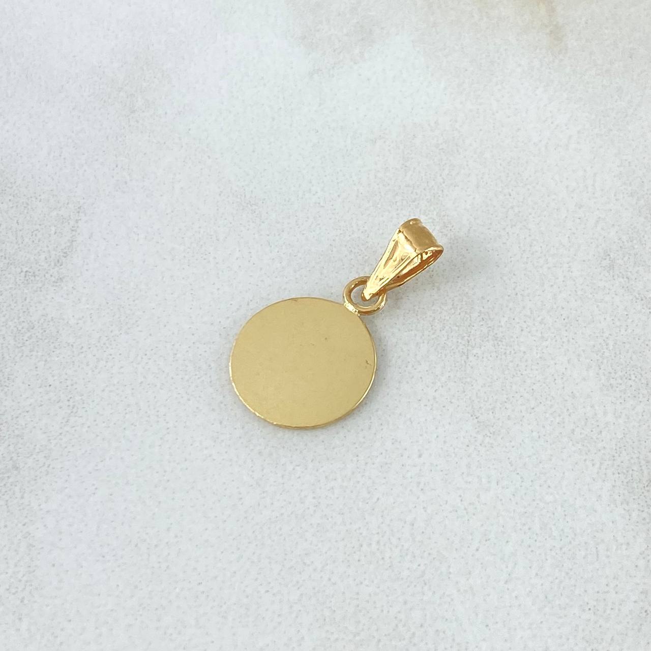 Dije Placa Circular Lisa 0.55gr / 1cm - 1.9cm / Cargador Tallado Oro Amarillo 18K