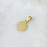 Dije Placa Circular Lisa 0.55gr / 1.1cm - 1.9cm / Cargador Tallado Oro Amarillo 18K ©