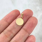 Dije Placa Circular Lisa 0.55gr / 1.1cm - 1.9cm / Cargador Tallado Oro Amarillo 18K ©