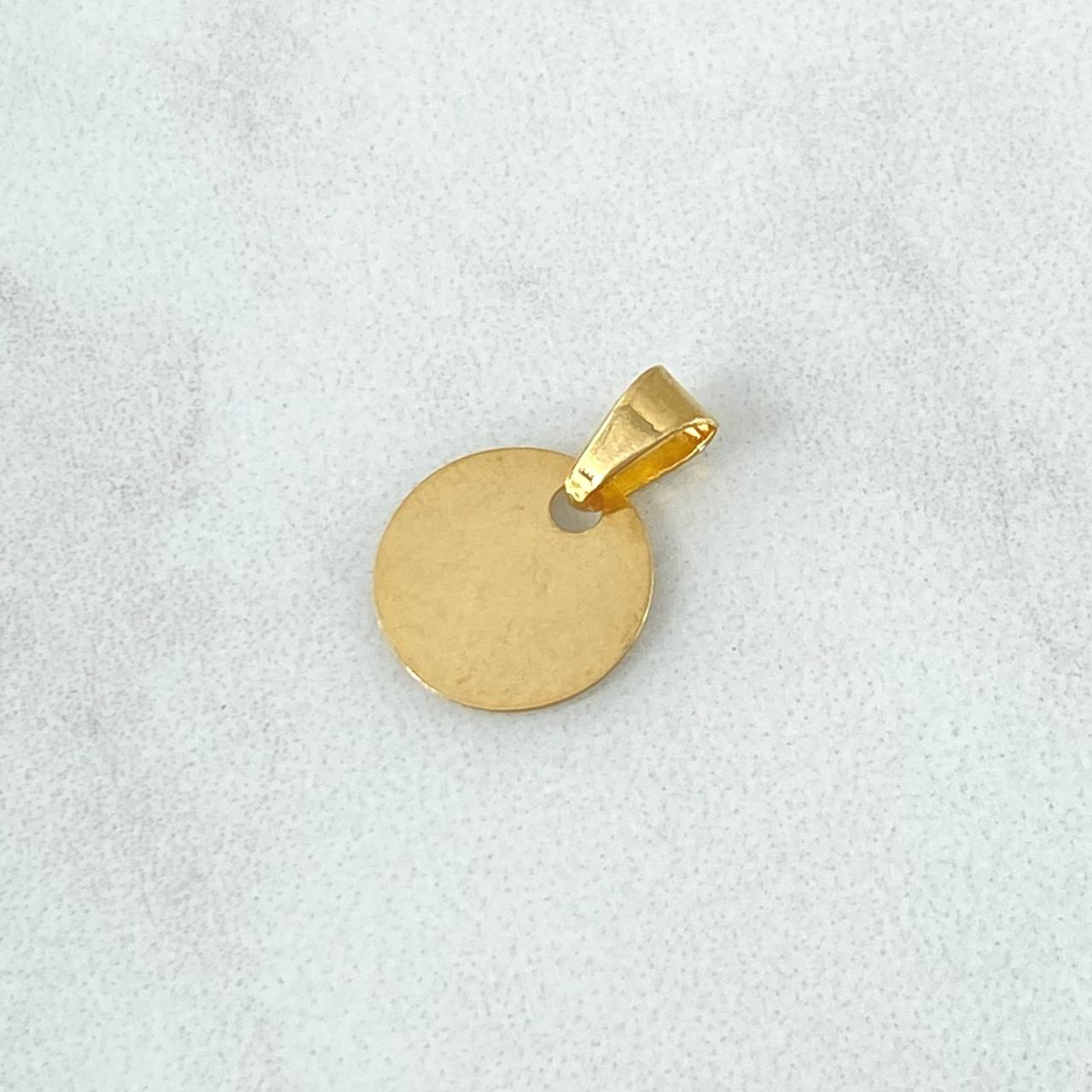 Dije Placa Circular Lisa 0.4gr / 1cm - 1.6cm / Cargador Interno Liso Oro Amarillo 18K *