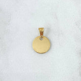 Dije Placa Circular Lisa 0.6gr / 1cm - 1.6cm / Cargador Interno Tallado Oro Amarillo 18K